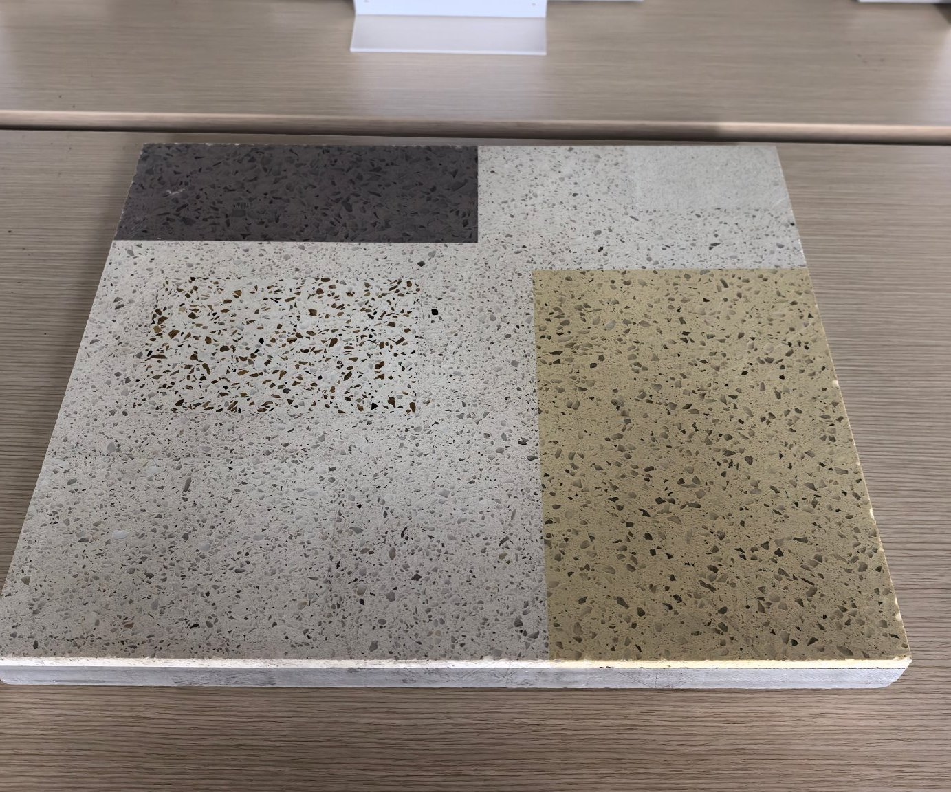 Zhengou terrazzo flooring sample from our showroom