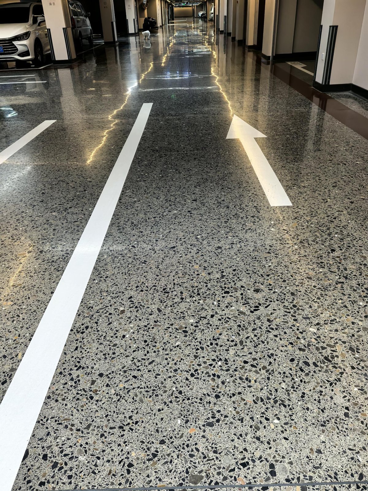 Terrazzo-style aggregate flooring