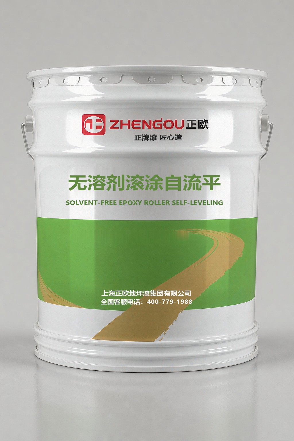 Solvent-free roller-applied self-levelling